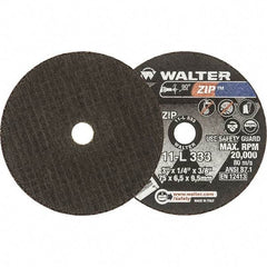 WALTER Surface Technologies - 3" 24 Grit Aluminum Oxide Cutoff Wheel - 1/4" Thick, 3/8" Arbor, 25,470 Max RPM, Use with Die Grinders - Exact Tool & Supply