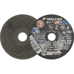 WALTER Surface Technologies - 2" 24 Grit Aluminum Oxide Cutoff Wheel - 1/16" Thick, 5/16" Arbor, 31,000 Max RPM, Use with Die Grinders - Exact Tool & Supply