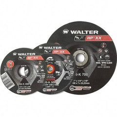 WALTER Surface Technologies - 16 Grit, 9" Wheel Diam, 1/4" Wheel Thickness, Type 28 Depressed Center Wheel - Aluminum Oxide, Resinoid Bond, 6,600 Max RPM - Exact Tool & Supply