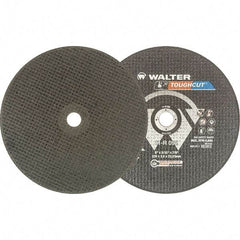 WALTER Surface Technologies - 9" 30 Grit Aluminum Oxide Cutoff Wheel - 3/32" Thick, 7/8" Arbor, 6,600 Max RPM, Use with Angle Grinders - Exact Tool & Supply