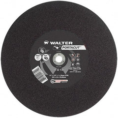 WALTER Surface Technologies - 14" 24 Grit Aluminum Oxide Cutoff Wheel - 1/8" Thick, 20mm Arbor, 5,400 Max RPM, Use with Electric & Gas Powered Saws - Exact Tool & Supply