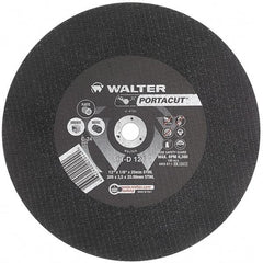WALTER Surface Technologies - 12" 24 Grit Aluminum Oxide Cutoff Wheel - 1/8" Thick, 20mm Arbor, 6,300 Max RPM, Use with Electric & Gas Powered Saws - Exact Tool & Supply