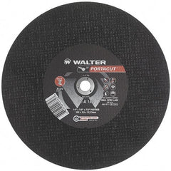 WALTER Surface Technologies - 14" 24 Grit Aluminum Oxide Cutoff Wheel - 1/8" Thick, 7/8" Arbor, 5,400 Max RPM, Use with Electric & Gas Powered Saws - Exact Tool & Supply