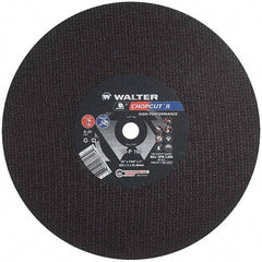WALTER Surface Technologies - 16" 30 Grit Aluminum Oxide Cutoff Wheel - 7/64" Thick, 1" Arbor, 3,800 Max RPM, Use with Chop Saws - Exact Tool & Supply
