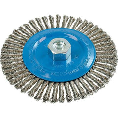WALTER Surface Technologies - 6" OD, 5/8-11 Arbor Hole, Stringer Bead Stainless Steel Wheel Brush - 1/4" Face Width, 0.02" Filament Diam, 10,000 RPM - Exact Tool & Supply