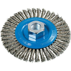WALTER Surface Technologies - 4-1/2" OD, 5/8-11 Arbor Hole, Stringer Bead Stainless Steel Wheel Brush - 3/16" Face Width, 0.02" Filament Diam, 15,000 RPM - Exact Tool & Supply