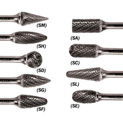 WALTER Surface Technologies - 1/2" Cut Diam, 1/4" Shank Diam, Cylinder Ball End Head Single Cut Burr - Carbide, 1" LOC - Exact Tool & Supply