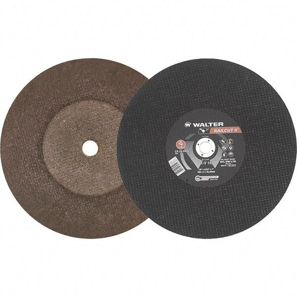 WALTER Surface Technologies - 16" 24 Grit Aluminum Oxide Cutoff Wheel - 5/32" Thick, 1" Arbor, 4,700 Max RPM, Use with Electric & Gas Powered Saws - Exact Tool & Supply