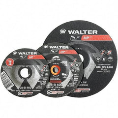 WALTER Surface Technologies - 24 Grit, 5" Wheel Diam, 1/4" Wheel Thickness, Type 27 Depressed Center Wheel - Aluminum Oxide, Resinoid Bond, 12,200 Max RPM - Exact Tool & Supply