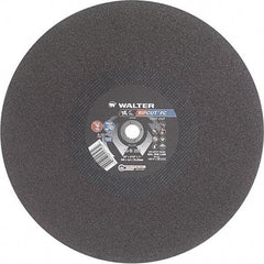 WALTER Surface Technologies - 20" 24 Grit Aluminum Oxide Cutoff Wheel - 3/16" Thick, 1" Arbor, 3,000 Max RPM, Use with Stationary Tools - Exact Tool & Supply