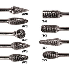 WALTER Surface Technologies - 5/16" Cut Diam, 1/4" Shank Diam, Taper Head Double Cut Burr - Carbide, 3/4" LOC - Exact Tool & Supply