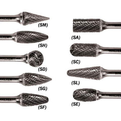 WALTER Surface Technologies - 5/16" Cut Diam, 1/4" Shank Diam, Flame Head Double Cut Burr - Carbide, 3/4" LOC - Exact Tool & Supply