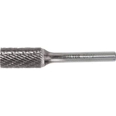 WALTER Surface Technologies - 1/8" Cut Diam, 1/8" Shank Diam, Cylinder Head Double Cut Burr - Carbide, 9/16" LOC - Exact Tool & Supply