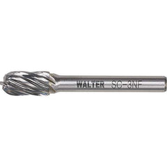 WALTER Surface Technologies - 5/16" Cut Diam, 1/4" Shank Diam, Cylinder Ball End Head Double Cut Burr - Carbide, 3/4" LOC - Exact Tool & Supply