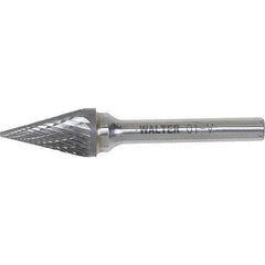 WALTER Surface Technologies - 1/8" Cut Diam, 1/8" Shank Diam, Cone Head Double Cut Burr - Carbide, 7/16" LOC - Exact Tool & Supply