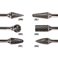 WALTER Surface Technologies - 1/8" Cut Diam, 1/8" Shank Diam, Cone Head Double Cut Burr - Carbide, 1/2" LOC - Exact Tool & Supply