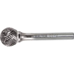 WALTER Surface Technologies - 1/8" Cut Diam, 1/8" Shank Diam, Ball Head Double Cut Burr - Carbide, 1/8" LOC - Exact Tool & Supply