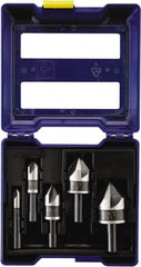 Irwin - 5 Piece, 1/4 to 3/4" Head Diam, 82° Included Angle, Single End Countersink Set - Exact Tool & Supply