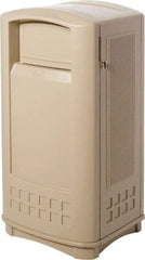 Rubbermaid - 35 Gal Beige Rectangle Decorative Waste Receptacle With Top - 1,044mm High x 543.56mm Long x 515.62mm Wide - Exact Tool & Supply
