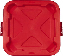 Rubbermaid - Square Lid for Use with 28 Gal Square Trash Cans - Red, Polyethylene, For Brute Trash Cans - Exact Tool & Supply