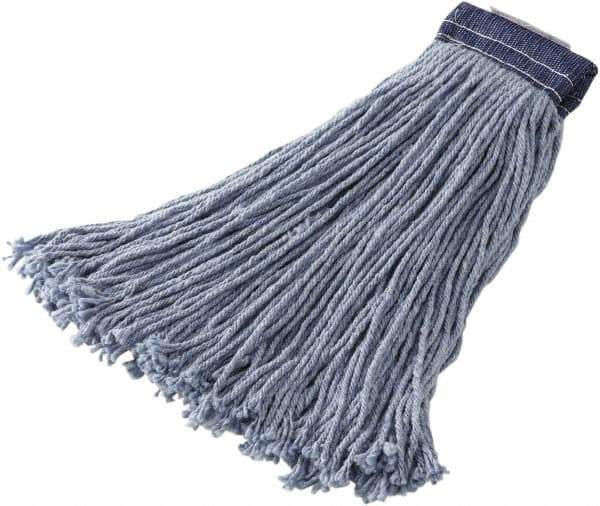 Rubbermaid - 5" Blue Head Band, Medium Blended Fiber Cut End Mop Head - 4 Ply, Clamp Jaw Connection - Exact Tool & Supply