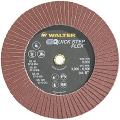 WALTER Surface Technologies - 80 Grit, 6" Disc Diam, Aluminum Oxide Flap Disc - 8,600 Max RPM, Fiber Backing, Hook & Loop Attaching System, Coated - Exact Tool & Supply