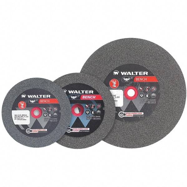WALTER Surface Technologies - 24 Grit Aluminum Oxide Bench & Pedestal Grinding Wheel - 8" Diam x 1" Hole x 7/8" Thick, 3600 Max RPM, Coarse Grade, Vitrified Bond - Exact Tool & Supply