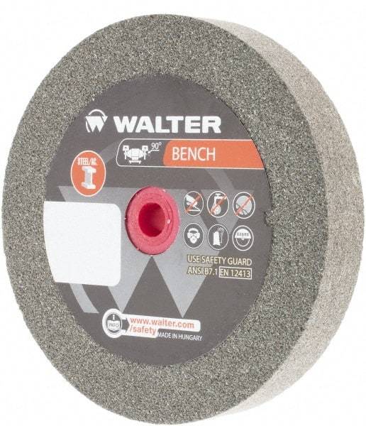 WALTER Surface Technologies - 80 Grit Aluminum Oxide Bench & Pedestal Grinding Wheel - 6" Diam x 1" Hole x 1" Thick, 4100 Max RPM, Fine Grade, Vitrified Bond - Exact Tool & Supply