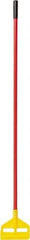 Rubbermaid - 60" Standard Fiberglass Clamp Jaw Mop Handle - 1" Mop Head Band, Plastic Connector, Use with Wet Mops - Exact Tool & Supply