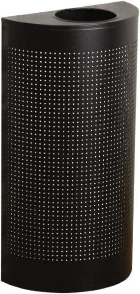 Rubbermaid - 12 Gal Black Half-Round Decorative Waste Receptacle With Top - Steel, 32" High x 18" Wide - Exact Tool & Supply