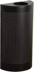 Rubbermaid - 12 Gal Black Half-Round Decorative Waste Receptacle With Top - Steel, 32" High x 18" Wide - Exact Tool & Supply