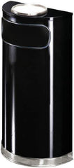 Rubbermaid - 9 Gal Black Half-Round Decorative Waste Receptacle With Top - Steel, 813mm High x 457.2mm Wide - Exact Tool & Supply