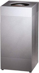 Rubbermaid - 16 Gal Silver Square Decorative Waste Receptacle With Top - Steel, 30" High x 374.65mm Long x 374.65mm Wide - Exact Tool & Supply
