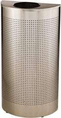Rubbermaid - 12 Gal Silver Half-Round Decorative Waste Receptacle With Top - Stainless Steel, 32" High x 18" Wide - Exact Tool & Supply