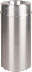 Rubbermaid - 15 Gal Aluminum Round Decorative Waste Receptacle With Top - Steel, 30" High - Exact Tool & Supply
