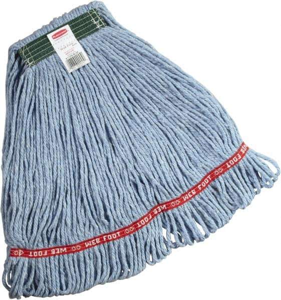 Rubbermaid - Green Head Band, Medium Blended Fiber Loop End Mop Head - 4 Ply, Clamp Jaw Connection, Use for General Purpose - Exact Tool & Supply
