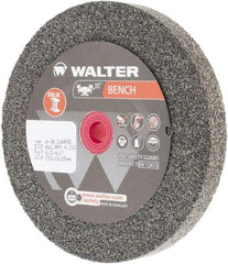 WALTER Surface Technologies - 36 Grit Aluminum Oxide Bench & Pedestal Grinding Wheel - 6" Diam x 1" Hole x 3/4" Thick, 4100 Max RPM, Coarse Grade, Vitrified Bond - Exact Tool & Supply