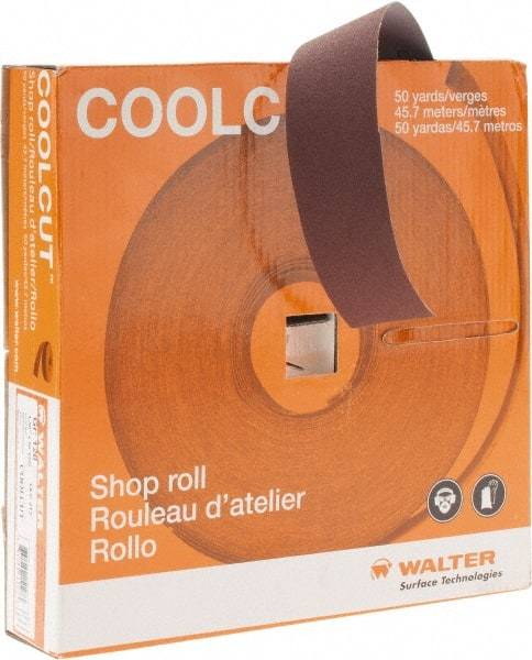 WALTER Surface Technologies - 1-1/2" x 50 Yd 120 Grit Aluminum Oxide Cloth Roll - J Weighted Backing - Exact Tool & Supply