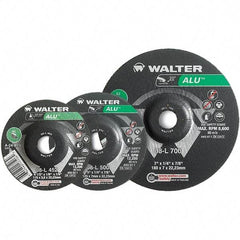 WALTER Surface Technologies - 24 Grit, 9" Wheel Diam, 1/8" Wheel Thickness, Type 27 Depressed Center Wheel - Aluminum Oxide, Resinoid Bond, 6,600 Max RPM - Exact Tool & Supply
