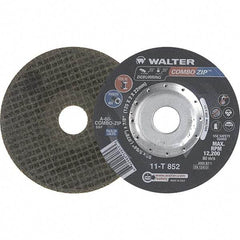 WALTER Surface Technologies - 60 Grit, 5" Wheel Diam, 5/64" Wheel Thickness, 7/8" Arbor Hole, Type 27 Depressed Center Wheel - 12,200 Max RPM - Exact Tool & Supply