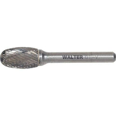 WALTER Surface Technologies - 1/2" Cut Diam, 1/4" Shank Diam, Egg Head Double Cut Burr - Carbide, 7/8" LOC - Exact Tool & Supply