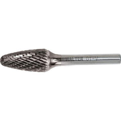 WALTER Surface Technologies - 3/8" Cut Diam, 1/4" Shank Diam, Tree Head Double Cut Burr - Carbide, 3/4" LOC - Exact Tool & Supply