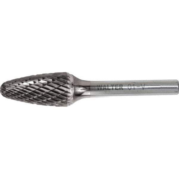 WALTER Surface Technologies - 1/8" Cut Diam, 1/8" Shank Diam, Tree Head Double Cut Burr - Carbide, 1/2" LOC - Exact Tool & Supply