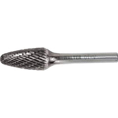 WALTER Surface Technologies - 1/8" Cut Diam, 1/8" Shank Diam, Tree Head Double Cut Burr - Carbide, 1/2" LOC - Exact Tool & Supply