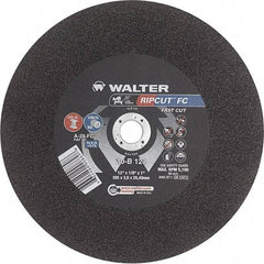 WALTER Surface Technologies - 12" 24 Grit Aluminum Oxide Cutoff Wheel - 1/8" Thick, 1" Arbor, 5,100 Max RPM, Use with Stationary Tools - Exact Tool & Supply