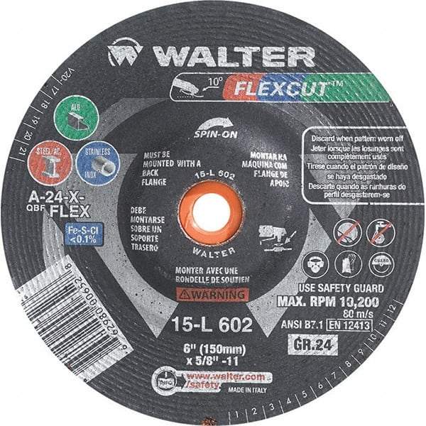 WALTER Surface Technologies - 6" Diam, 24 Grit Surface Grinding Wheel - Aluminum Oxide/Silicon Carbide Blend, Resinoid Bond - Exact Tool & Supply