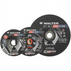 WALTER Surface Technologies - 36 Grit, 4-1/2" Wheel Diam, 5/32" Wheel Thickness, 7/8" Arbor Hole, Type 27 Depressed Center Wheel - Aluminum Oxide/Silicon Carbide Blend, Resinoid Bond, 13,300 Max RPM - Exact Tool & Supply