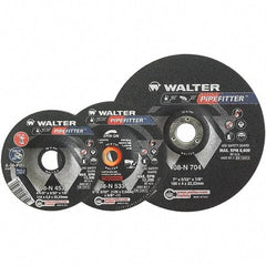 WALTER Surface Technologies - 20 Grit, 9" Wheel Diam, 5/32" Wheel Thickness, 7/8" Arbor Hole, Type 27 Depressed Center Wheel - Aluminum Oxide/Silicon Carbide Blend, Resinoid Bond, 6,600 Max RPM - Exact Tool & Supply