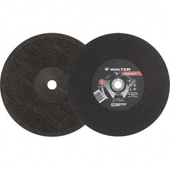 WALTER Surface Technologies - 14" 24 Grit Aluminum Oxide Cutoff Wheel - 5/32" Thick, 1" Arbor, 5,400 Max RPM, Use with Electric & Gas Powered Saws - Exact Tool & Supply