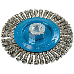 WALTER Surface Technologies - 5" OD, 5/8-11 Arbor Hole, Stringer Bead Stainless Steel Wheel Brush - 1/4" Face Width, 0.02" Filament Diam, 15,000 RPM - Exact Tool & Supply